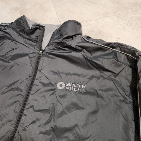 VTG Y2K Southpole Mens 2XL Reversible Spellout Fleece Bomber Jacket Streetwear - Picture 11 of 15